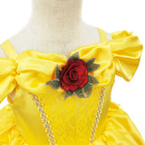 Kids Belle Cosplay Party Princess Dress Beauty Beast Princess Clothes Halloween Event Festival Party Flowers Print Costume