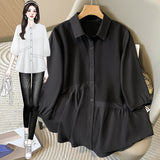 Plus Size Shirt Women Spring Summer 2025 New Arrival Korean Fashion Design Black Or White Shirts And Blouses Female Tops Women