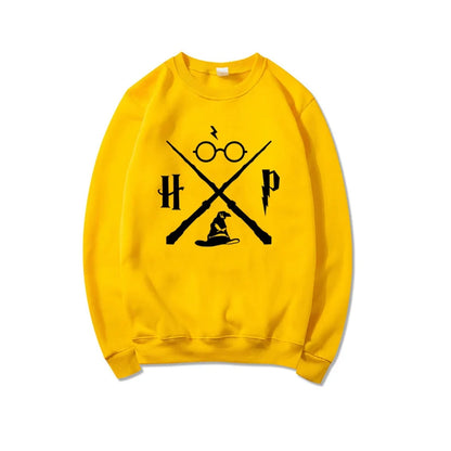 Sudadera con sombrero de mago, sudadera con varita de mago, jerséis HP, sudaderas con capucha gráficas unisex de manga larga, sudaderas de escuela de magia, ropa de calle, top