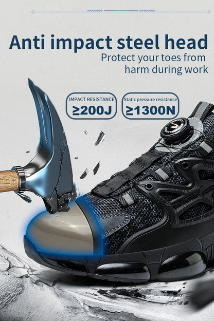 Rotating Button Safety Shoes Men Steel Toe Sneaker Air Cushion Work Shoes Man Puncture Proof Work Safety Boots Protective Shoes
