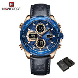 New NAVIFORCE Watches for Men Leather Men's Military Sport Waterproof Watch Quartz Wristwatch Chronograph Male Clock