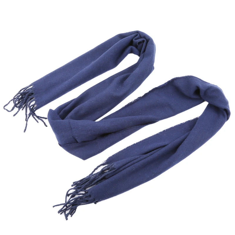 Classic Solid Colors Scarves Men Cashmere Soft Knitted Striped Scarf Long Tassel Neck Warmer Men'S Winter Scarf 2023 New