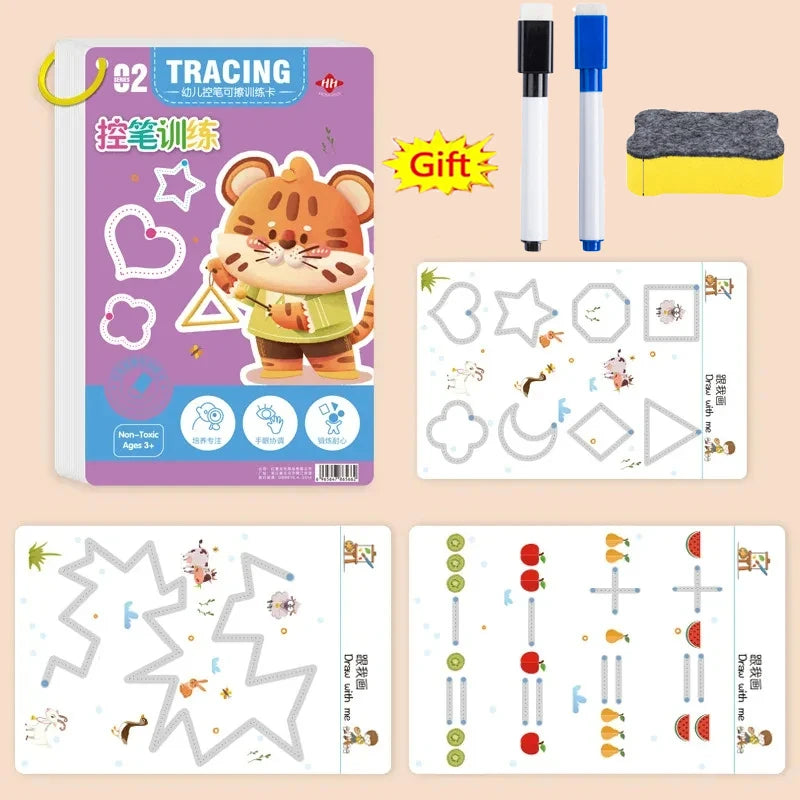 Reusable Magic Practice Copybook Control Training Book Magical Tracing Workbook Children Montessori Drawing Education Stationery