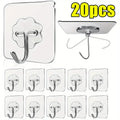 5/50pcs Transparent Stainless Steel Strong Self Adhesive Hooks Key Storage Hanger for Kitchen Bathroom Door Wall Multi-Function