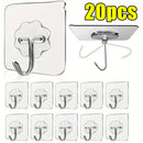 5/50pcs Transparent Stainless Steel Strong Self Adhesive Hooks Key Storage Hanger for Kitchen Bathroom Door Wall Multi-Function