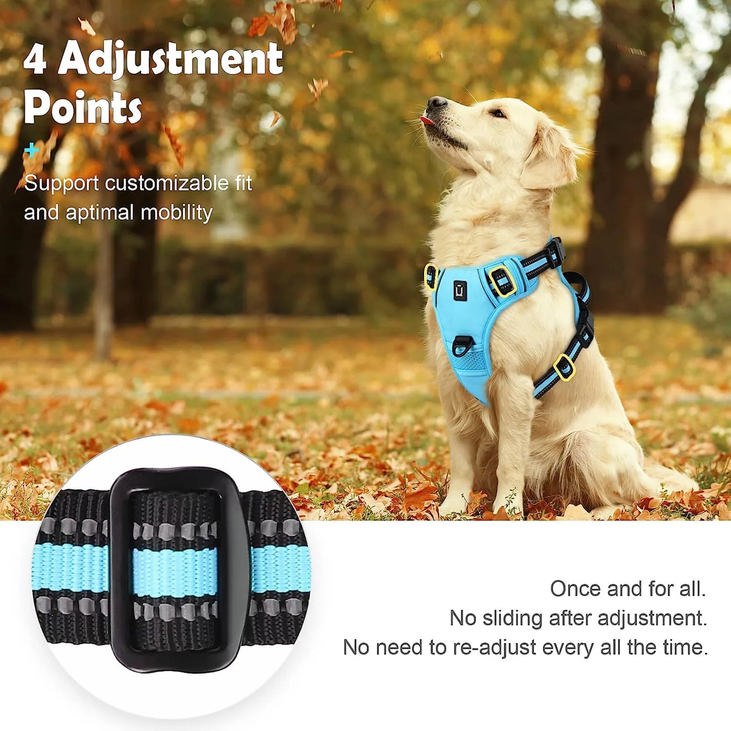 Arnés antitirones para perros, chaleco ajustable y acolchado suave con asa de fácil control.