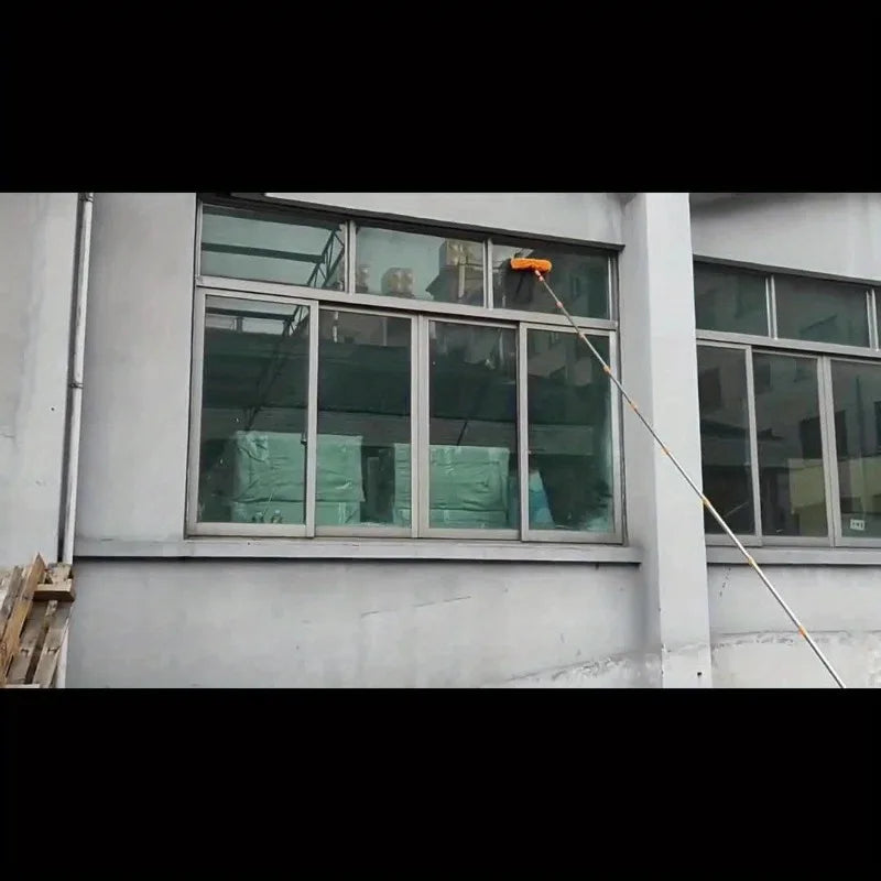 1pcs 2-in-1 High-Rise Window Cleaner Reusable Squeegee & Extendable Pole for Glass Scrubbing Stainless Steel Edge