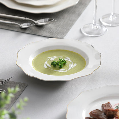 MALACASA LOTUS 16/32-PIECE Nordic European White Porcelain Tableware Set with Bowl,Dinner&Dessert&Soup Plate Set for 4/8