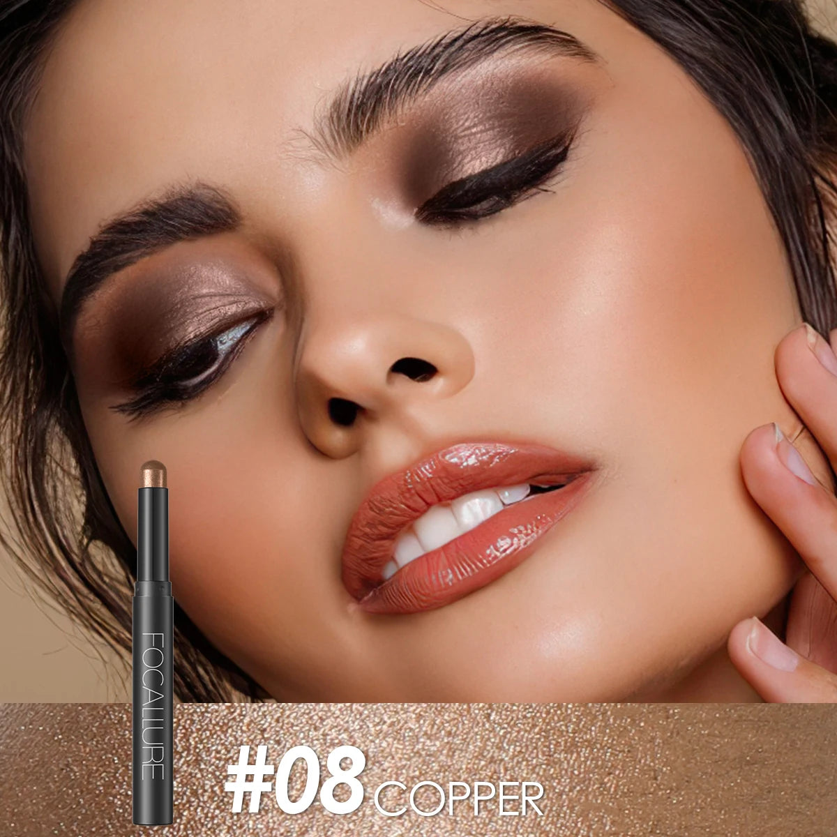 FOCALLURE Lápiz de sombra de ojos perlado de 24 colores, resistente al agua, con brillo, pigmento brillante, delineador en barra, herramientas de maquillaje