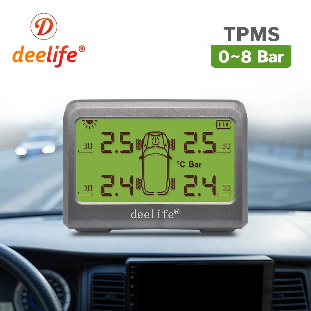 Deelife Car Tire Pressure Monitoring System Solar TPMS Tire Pressure Monitor Tire Pressure Control System