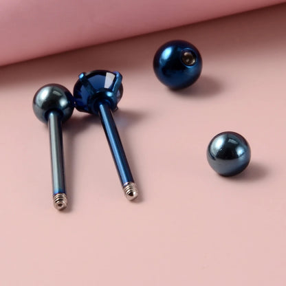 2 piercings de lengua de acero quirúrgico antialérgicos con circonitas y bola, joyería de moda.