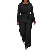 2 Piece Women Sets 2026 New Arrival Plus Size Spring Autumn Matching Sets Black Two Pieces Sets Top Pants Suits Outfits Clothing