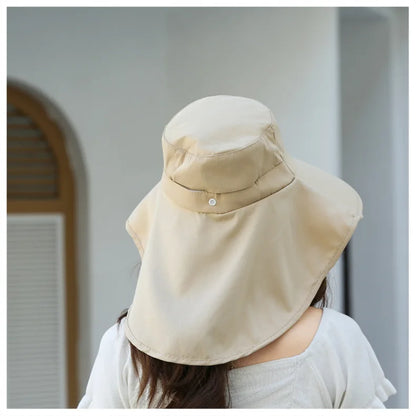 Outdoor Sun Bucket Hat for Women Girls Fishing Hat Wide Brim Bucket Hat with Neck Cover 50+ UPF Protection Safari Cap