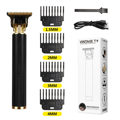 T9 LCD Electric Hairdresser Oil Shaving Head Electric Pusher Carving Electric Pusher Clipper Hair Precision Trimmer for Men Care