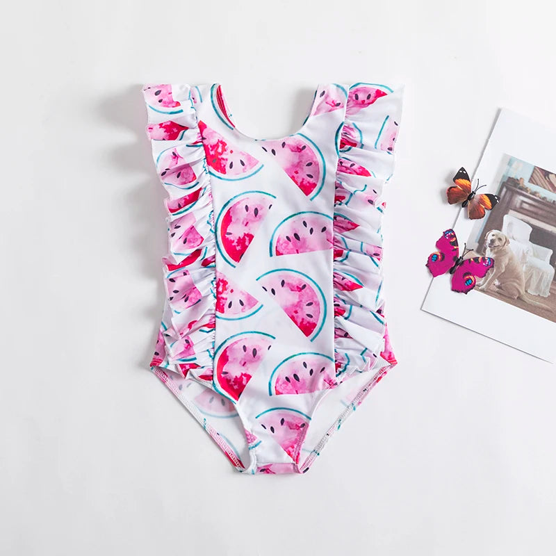 Trajes de baño de una pieza para niñas de 1, 2, 3, 4 y 5 años, estampados, para playa, verano, con lazo