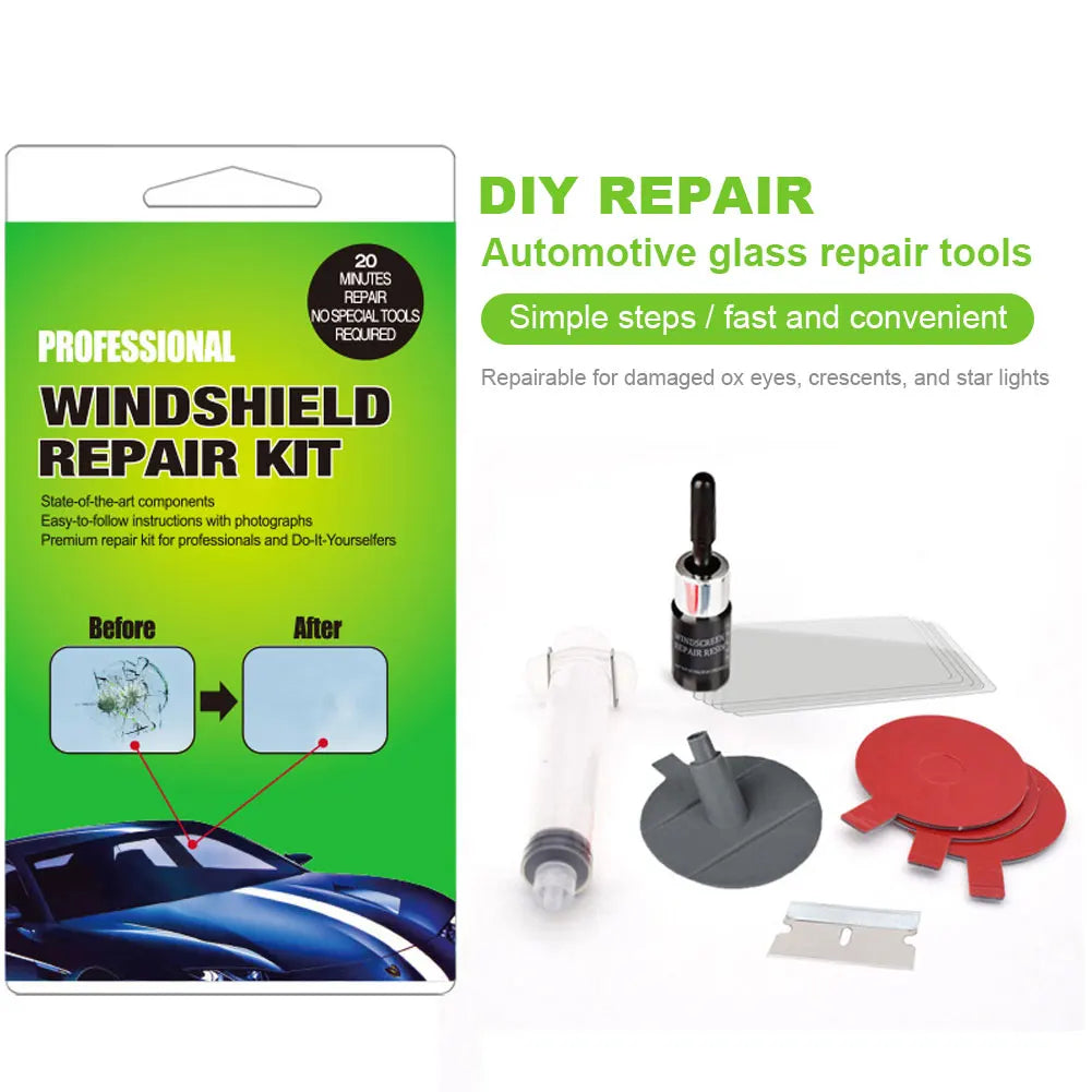 Car Windshield Repair Resin Kit Ferramentas, pára-brisas Break, Scratch Restoration, Adesivos de proteção, Glass Cleaner Care, No Trace Wash