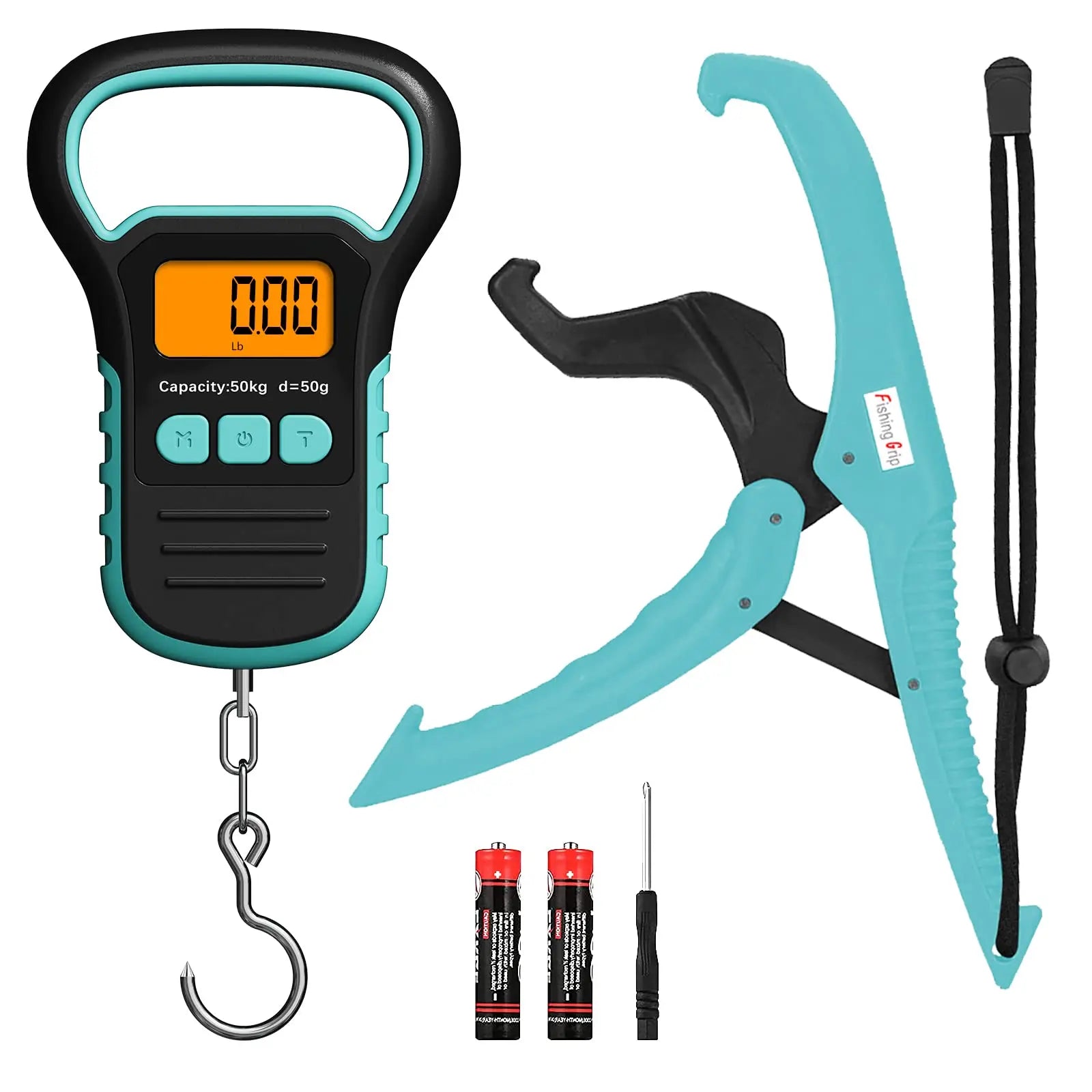 Digital Fish Scale with Ruler and Catch, 110 lb/50 kg Portable Hanging Fish Scale, Luggage Weighing Scale, Backlit LCD Display