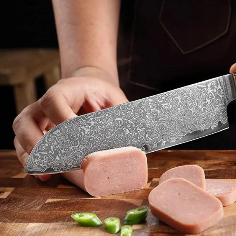 Santoku Knife Damascus Knife Vg-10 Sharp Steel Blade Professional Japanese Kitchen Knives 7.0inch Kitchen Knives & Accessories
