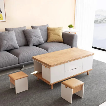 Mesa de centro elevable con almacenamiento Trau, blanca, alta, moderna, nórdica, minimalista, para apartamento, muebles para el hogar