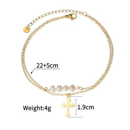 Uzone moda grânulo pingente tornozelo corrente pulseira na perna pé de aço inoxidável ajustável charme pés corrente para mulher jelwery presente