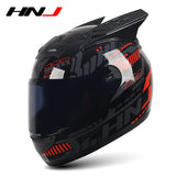 HNJ Men Motorcycle Helmet Women Full Face Helmet Riding Personality Horn Pink Helmet DOT Certification Motorcycle Helmet