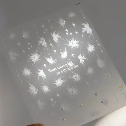 1 piece 5D Spider Web Nail Sticker Cross Silver White Black Glitter Transparent Rhinestone Rose Self-Adhesive Nail Art Sticker