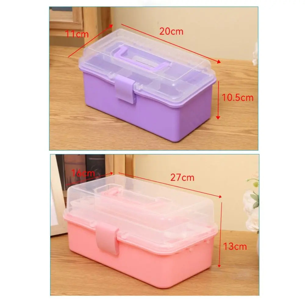 2/3 Layers Large Capacity Storage Box Foldable Multifunctional Plastic Portable Makeup Hairpin Organizer Nail Art Jewelry Box