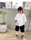 Camiseta de manga corta de verano para niños, Top de cuello redondo para niños pequeños y medianos, moda informal versátil de media manga