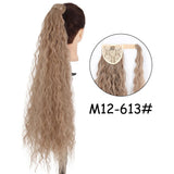 34inches Synthetic Ponytail Hair Extension Clip in Fake Wig Hairpiece Blonde Wrap Around Pigtail Long Smooth Overhead Pony Tail