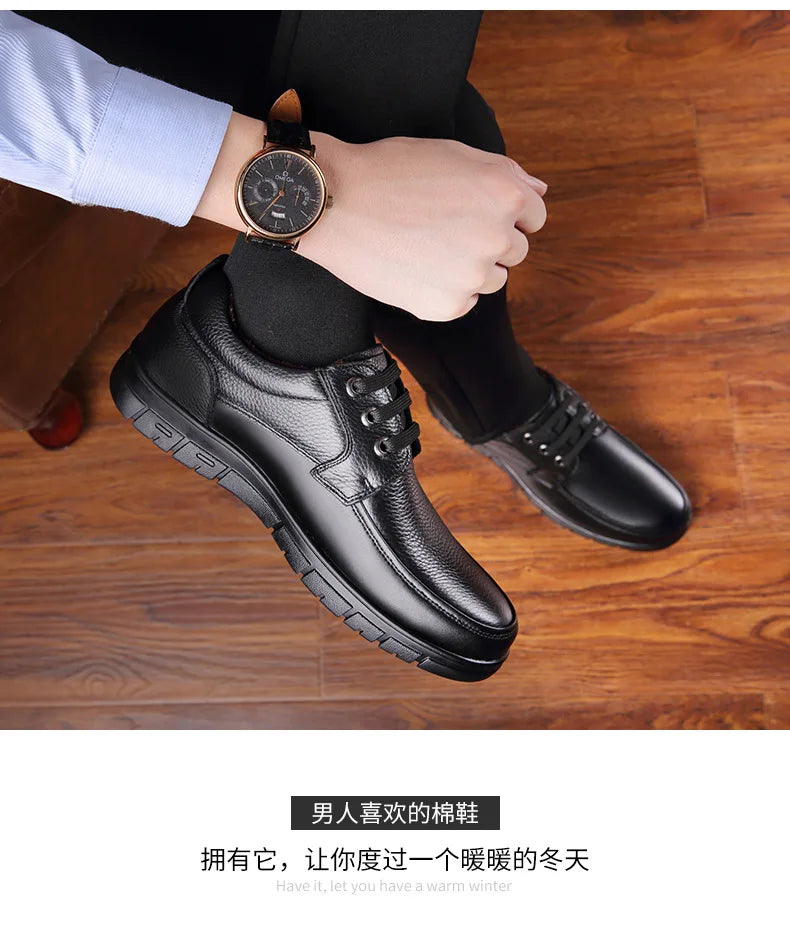 Hot Sale Men Genuine Leather Casual Shoes Soft Sole Lace-up Luxury Brand Middle-aged Old Man Dad Lightweight Loafers Shoes