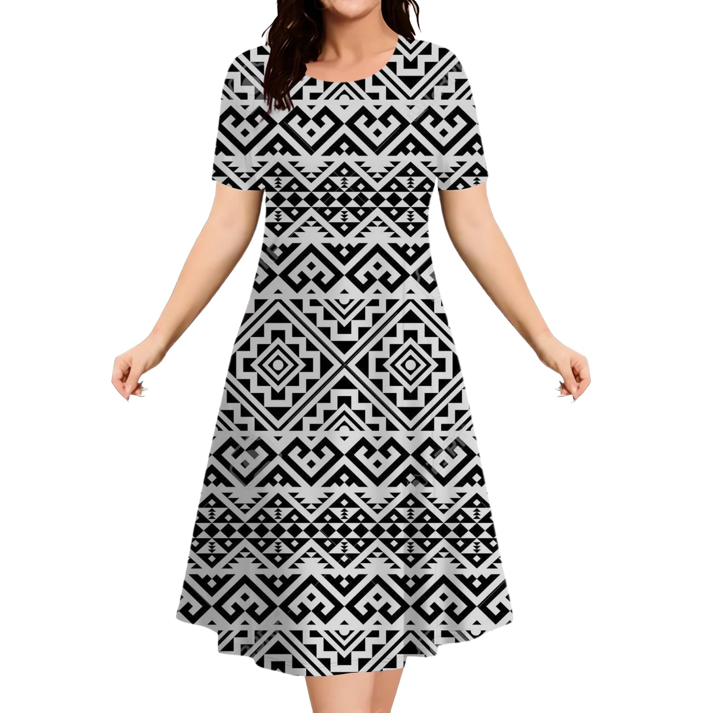 Summer Dresses 2025 Women's Plus Size Loose Dress Casual Striped Print Short Sleeve A-Line Dress Elegant Fashion Clothing 9XL
