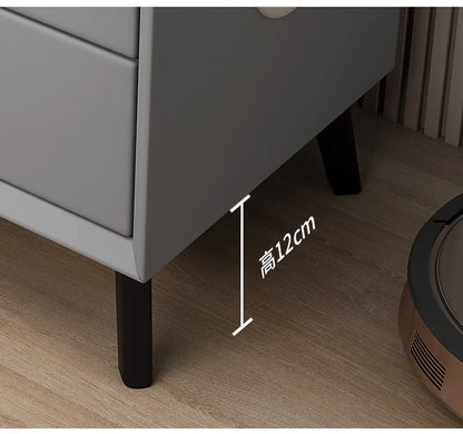 Mesita de noche inteligente de estilo nórdico con 2 cajones, mesitas de noche de cuero de 50 cm con carga inalámbrica, mueble auxiliar para el hogar con USB