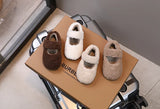 Children Fur Shoes 2025 Winter Kids Warm Plush Shoes For Girl Flat Loafers Moccasins Girls Casual Shoes Khaki, Beige