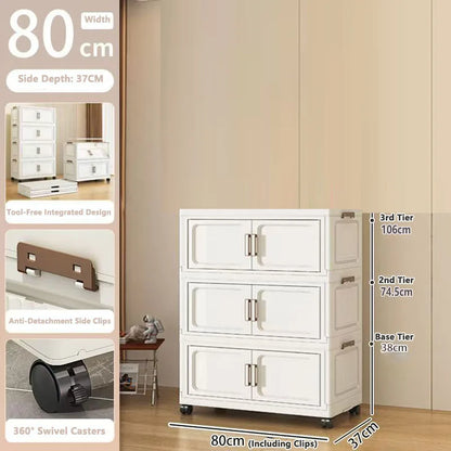 Storage Cabinet Folding Storage Box Home Living Room Toy Cabinet Storage Rack Snack Cabinet Installation-Free Kitchen Storage Cabinet Folding Storage Cabinet Organizer