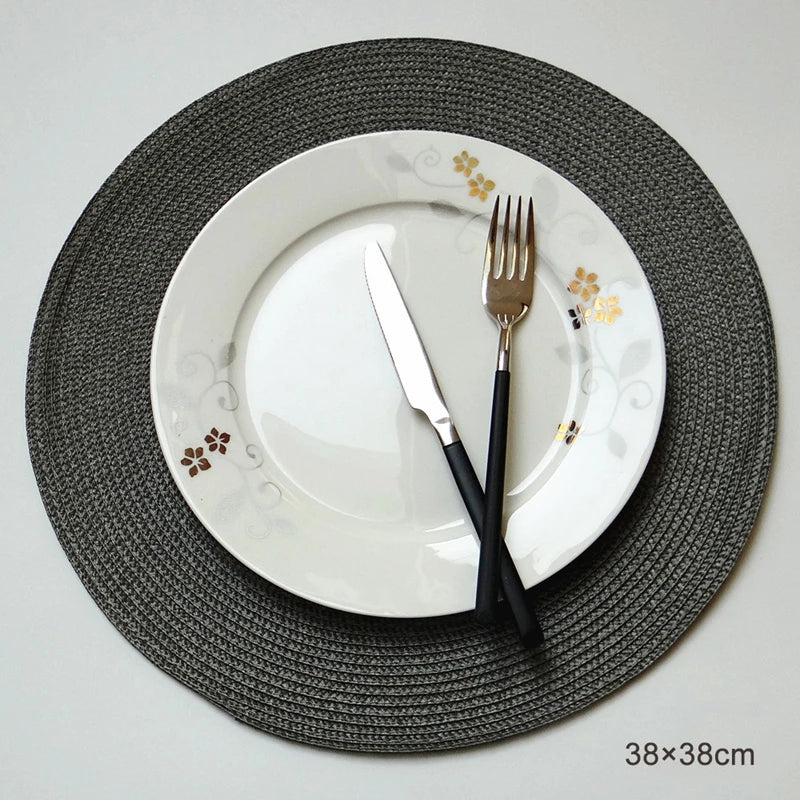 Round Placemats Set, Braided Circle Place Mat, Washable Table Mats for Kitchen Dining Table, Mixed Color Non-Slip Place Mats