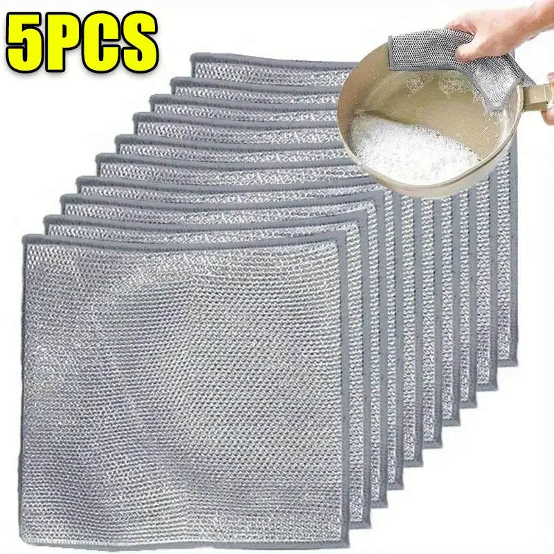 Pano de Limpeza de Arame Dupla Face, Trapos De Metal Grosso, Trapos De Prata, Prato De Cozinha, Panela, Panos De Lavagem, Toalha, Ferramentas Limpas, 5 Pcs, 20Pcs