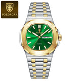 POEDAGAR Luxury Military Men's Watch Square Waterproof Luminous Date Week Men Watch Stainless Steel Quartz Men's Watches Reloj+box