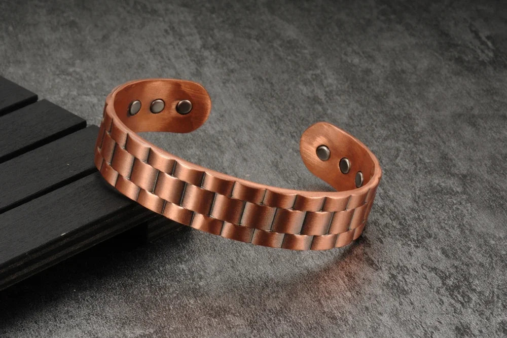 Pure Copper Bracelet Men Magnetic Arthritis Adjustable Magnets Men Cuff Bracelet Magnetic Therapy Health Energy Bracelet for Men