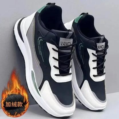 Zapatillas deportivas informales de retazos para hombre, zapatos de malla transpirables para hombre, zapatillas de tenis para correr al aire libre, zapatillas masculinas cálidas con cordones y antideslizantes.