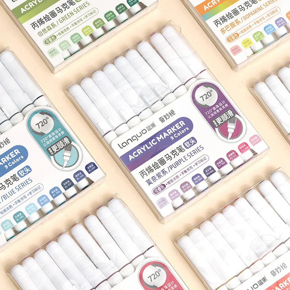 9pcs/Box MIX Color Acrylic Markers Set Kids Gift Art Rock Painting Pens Graffiti For Stone Glass Book Shoes DIY Craft Supplies