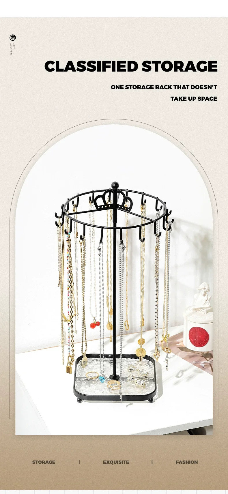 1 creative desktop acrylic base crown jewelry rack suitable for necklace pendants for easy organization and summarization