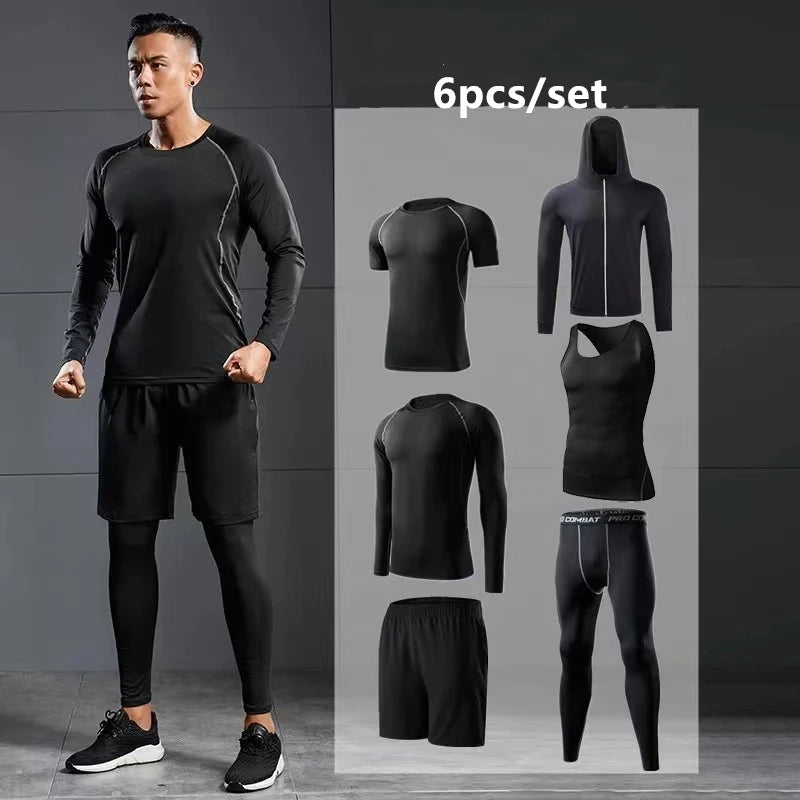 Traje deportivo para hombre, conjuntos para correr, compresión, gimnasio, fitness, ropa deportiva de secado rápido, mallas de baloncesto, ropa interior para correr al aire libre y entrenamiento.