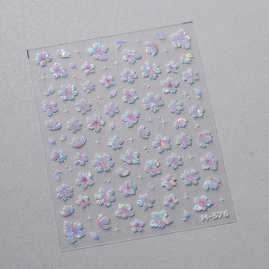 1PCS DIY Spring Adhesive Stickers For Nails Embossed Cherry Blossom 3D Nail Stickers Flower Nail Art Decoration Supplies Decals