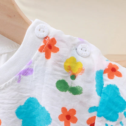 1-10 Years Soft Kids 2-Piece Set Breathable Short Sleeve Shorts for Playtime Toddler Outfit Clothes for Playground and School
