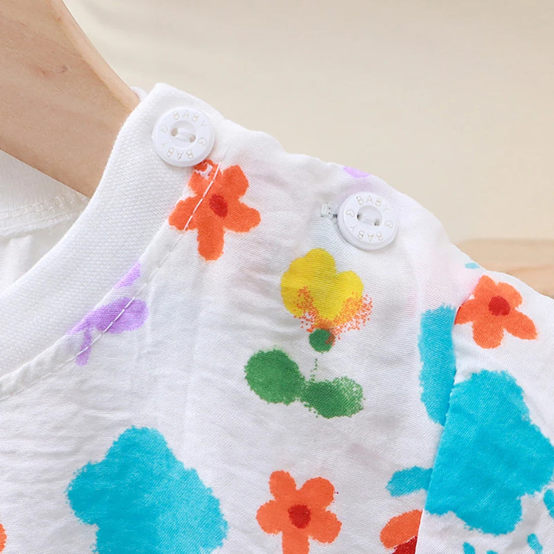 1-10 Years Soft Kids 2-Piece Set Breathable Short Sleeve Shorts for Playtime Toddler Outfit Clothes for Playground and School