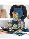 1Pcs Bohemia Retro Ceramic Dinner Plates Sets Food Plate Household Tableware Set Breakfast Plates Salad Soup Bowls Dinnerware