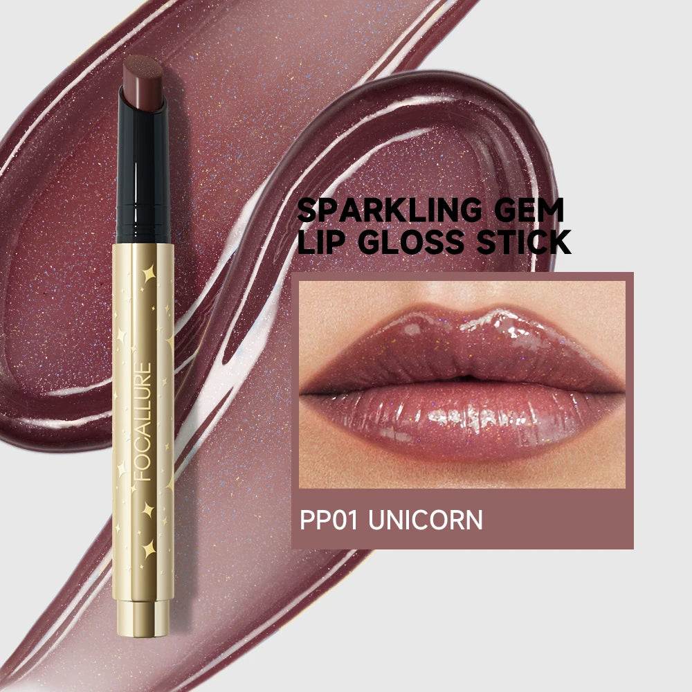 FOCALLURE Brillo labial perlado en barra, hidratante, de larga duración, sexy, brillante, lápiz labial, maquillaje, cosméticos