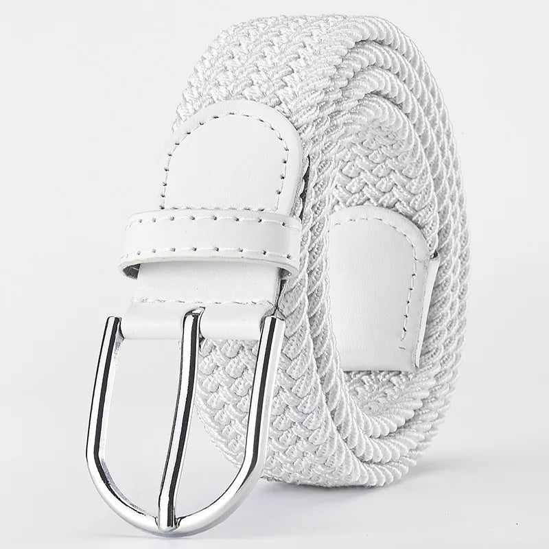 Elastic Nylon Unisex Casual Knitted Pin Buckle Jeans Belt Woven Canvas Elastic Expandable Stretch Waistband for Women Men Girdle