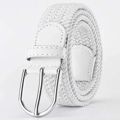 Elastic Nylon Unisex Casual Knitted Pin Buckle Jeans Belt Woven Canvas Elastic Expandable Stretch Waistband for Women Men Girdle