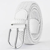 Elastic Nylon Unisex Casual Knitted Pin Buckle Jeans Belt Woven Canvas Elastic Expandable Stretch Waistband for Women Men Girdle